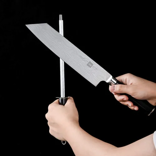 Vista 9 de Gidli Cuchillo de chef de 8 pulgadas con afilador de diamante, cuchillo de cocina afilado de acero inoxidable alemán para corte de precisión, mango