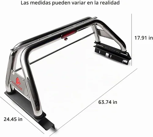 Vista 5 de Barra enrollable clásica Black Horse de acero inoxidable compatible con Toyota Tacoma 2005-2024 - RB006SS