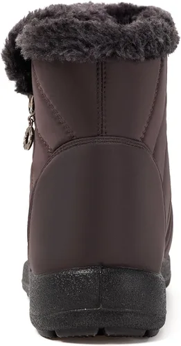 Vista 27 de Eagsouni Botas de nieve para mujer, botines de invierno para mujer, con forro de piel cálida, botines gruesos con cremallera, zapatos planos