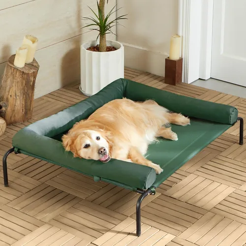 Vista 13 de Cama elevada refrescante para perros grandes – Cuna elevada impermeable con reposacabezas inclinado, malla Teslin transpirable, cama duradera