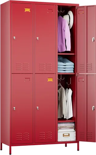 Vista 20 de SUPEER Taquillas metálicas de 9 puertas para empleados con 18 ganchos, taquillas de metal con tarjetero para escuela, garaje, oficina, gimnasio
