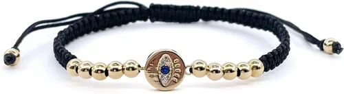 Vista 9 de Pulsera de cuerda ajustable tejida a mano con dije de mal de ojo de la suerte para la protección