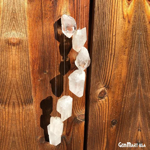 Vista 2 de Carillón de viento en trozos de cuarzo de cristal para exteriores, tonos melódicos relajantes, regalo para patio, porche, jardín, patio trasero
