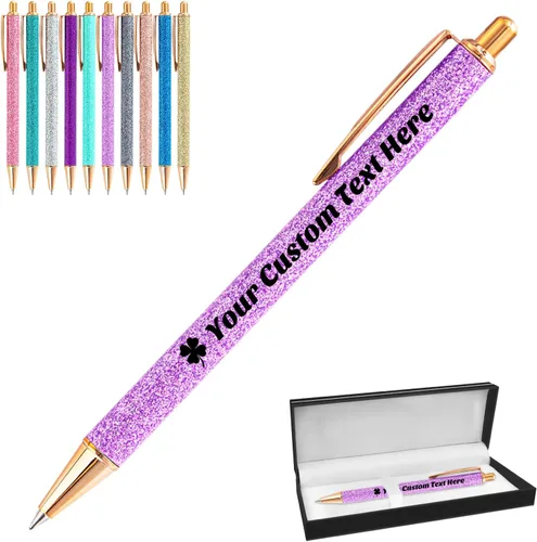 Vista 71 de 10 bolígrafos personalizados con purpurina, bolígrafos impresos personalizados a granel, bolígrafos retráctiles de tinta negra para graduación