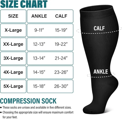 Vista 7 de FEYHAY Calcetines de compresión de cobre de talla grande (3 pares) de circulación de 20-30 mmHg es el mejor atlético y diario para hombres y mujeres