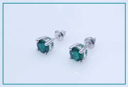 Vista 3 de Dazzlingrock Collection Aretes solitarios redondos de 0.217 in para ella en plata de ley 925