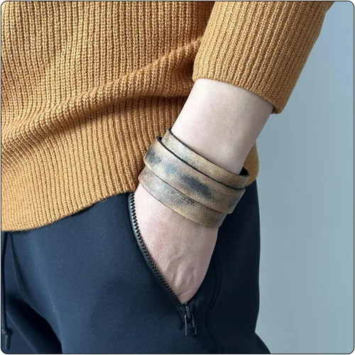 Vista 3 de Pulseras de cuero anchas punk vintage
