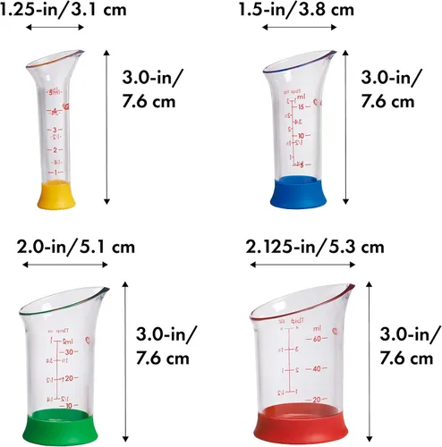 Vista 2 de OXO Good Grips Juego de jarras medidoras mini, 4 piezas, transparente