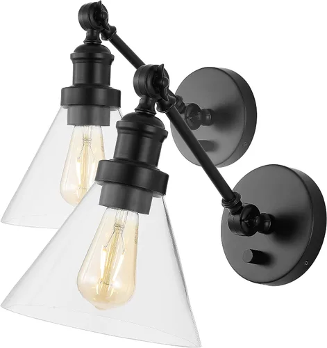 Vista 10 de JONATHAN Y Aplique de pared LED ajustable de níquel de 8 pulgadas, lámpara de pared enchufable con interruptor de atenuación, pantalla de vidrio