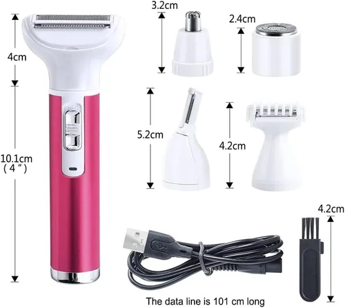 Vista 9 de Maquinilla de afeitar eléctrica 5 en 1 para mujeres, eliminación de vello corporal, nariz, afeitadoras faciales, cejas, piernas, axilas, área