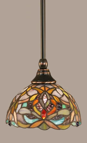 Vista 34 de Toltec Lighting Tallo Colgado Mini colgante, acabado de cobre negro, 3.5" cuadrado humo burbuja vidrio
