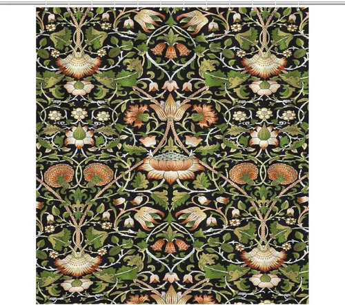 Vista 24 de Cortina de ducha con 12 ganchos para baño, 72 x 72 pulgadas, diseño floral bohemio con hojas tropicales retro y florales (bohemio floral-1)