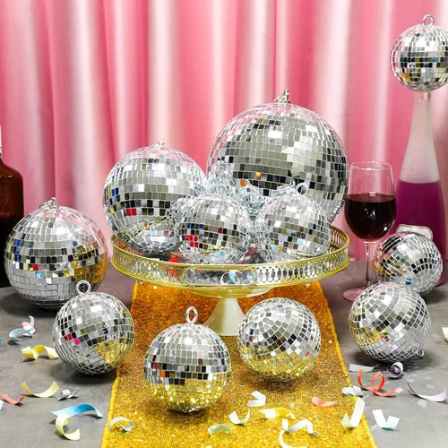 Vista 11 de MTLEE 20 piezas de decoración de bolas de discoteca de varios tamaños, decoración de fiesta, adornos de bola de discoteca, mini grandes para colgar