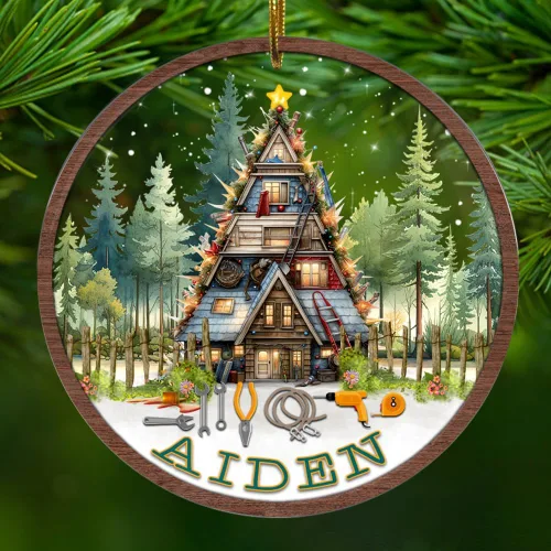 Vista 19 de Adorno personalizado de contador para hombres y mujeres, para colgar en el árbol, artículos de decoración de puerta del hogar, acrílico, 2.90 x 2.90