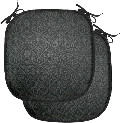 Vista 73 de Lunarable Floral Chair Cushion Pad, Flower Petal with Oriental Detail Culture Design, Seat Padding for Kitchen & Patio with Anti-Slip Backing