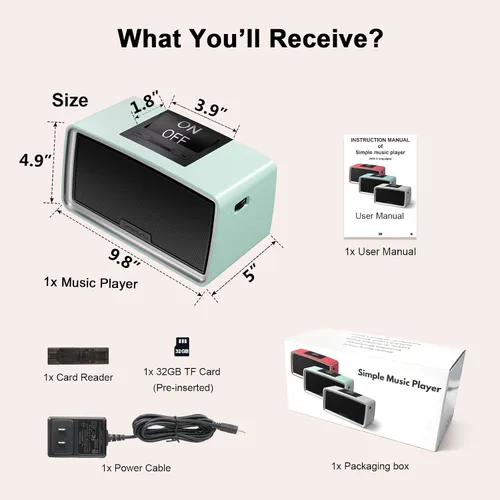 Vista 6 de Reproductor de música simple con botón grande para personas mayores, reproductor de MP3 fácil para ancianos, demencia, ciegos, alzheimer y personas