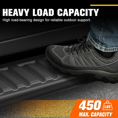 Vista 4 de Estribos de aluminio negro de 6 pulgadas, barras Nerf compatibles con Silverado Sierra 1500 2500 3500 Crew Cab 07-19