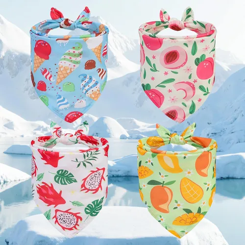 Vista 12 de PUPTECK Bandana de cumpleaños para perro, traje de 4 piezas, bufanda de babero triangular suave para mascotas, suministros de decoración de fiesta