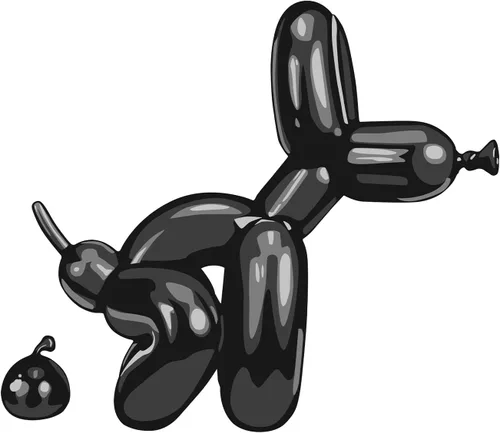 Vista 10 de Decoración de pared de baño en negro - Decoración de baño para hombres - divertidas señales de baño - Arte pop moderno de globos de perro en baño