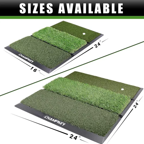Vista 5 de CHAMPKEY Alfombrilla profesional de golf Tri-Turf Alfombrilla de práctica de goma resistente ideal para entrenamiento en interiores y exteriores