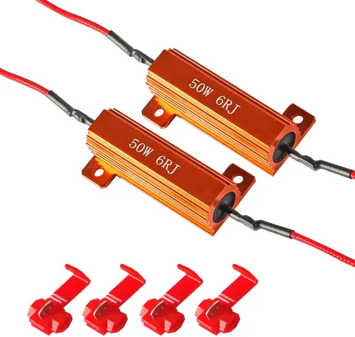 Vista 7 de 4 piezas de resistencias de carga, adaptador parpadeante de resistencia de señal de giro LED con cable y clip, kit de conversión de resistencias