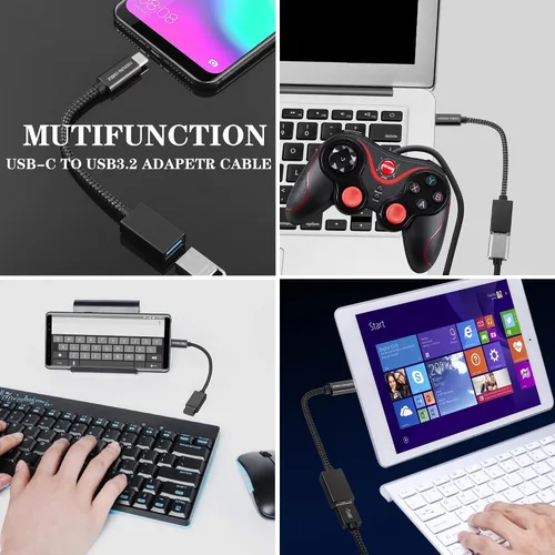 Vista 2 de Adaptador USB C a USB 3.2 [2 piezas negras], transferencia de hasta 10 Gbps, tipo C a USB