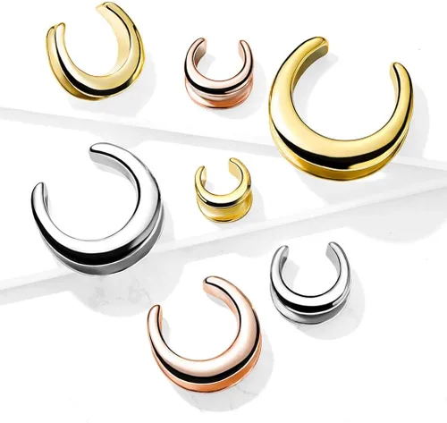Vista 5 de Pierced Owl - Rose Gold Tone Plain Saddle Spreader Ear Gauges in 316L Stainless Steel, Sold as A Pair