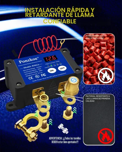 Vista 6 de Interruptor remoto inteligente de la desconexión de la batería 250A 12V 24V - Interruptor de la matanza para el coche