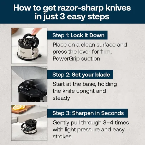 Vista 7 de AnySharp – PRO – Afilador de cuchillos manos libres - Herramienta de afilado fácil de usar con base de succión PowerGrip y ángulo preestablecido