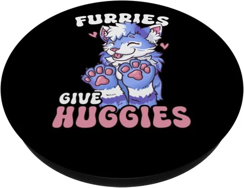 Vista 2 de Furries Give Huggies I Wolf Cosplay - Disfraz de peludo PopSockets estándar PopGrip