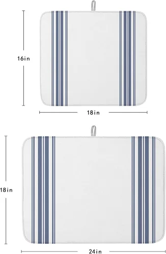 Vista 3 de Tapete de secado de platos de rayas simples de granja para encimera de cocina, almohadilla de secado de microfibra para biberones de bebé, tapete