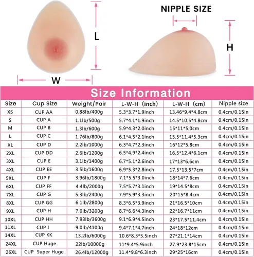 Vista 6 de Vollence Silicone Breast Forms Fake Boobs for Mastectomy Prosthesis Transgender