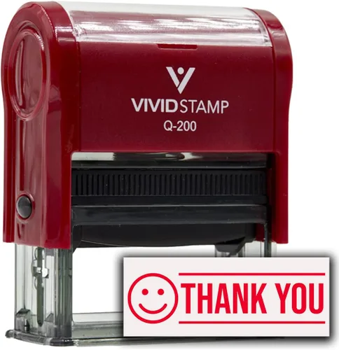 Vista 11 de Sello de goma autoentintado Thank You (Smiley Face) (tinta negra) - Q-200