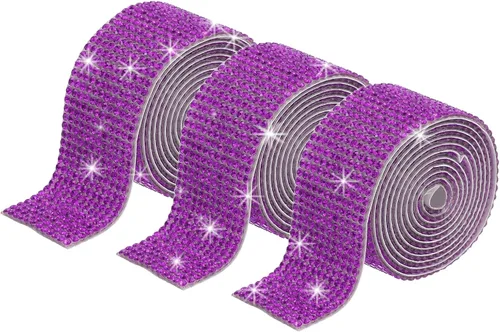 Vista 16 de MECCANIXITY 3 rollos de cinta de diamantes de imitación autoadhesiva de 3 yardas y 0.315 in para proyectos de artes y manualidades, pasteles de Beige