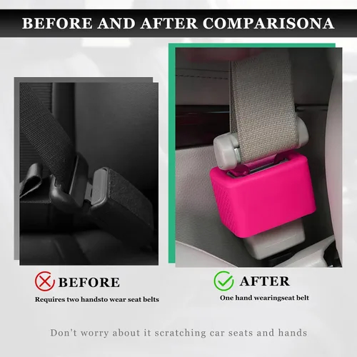 Vista 4 de 2 soportes de hebilla para cinturón de seguridad, hebilla de silicona para cinturón de seguridad para hacer soporte de receptáculo para fácil