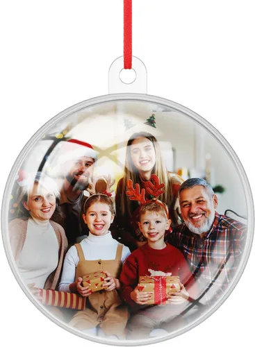 Vista 9 de Paquete de 4 adornos de Navidad personalizados 2025 de cerámica personalizada con foto y texto para decoración de árbol de Navidad, primera Navidad