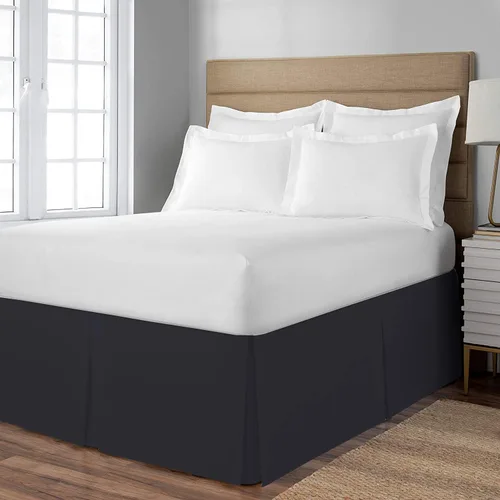 Vista 2 de Falda de cama – Falda de cama plisada 100% algodón egipcio de 800 hilos – Fácil ajuste con falda de cama a medida de 12 pulgadas – Tamaño individual