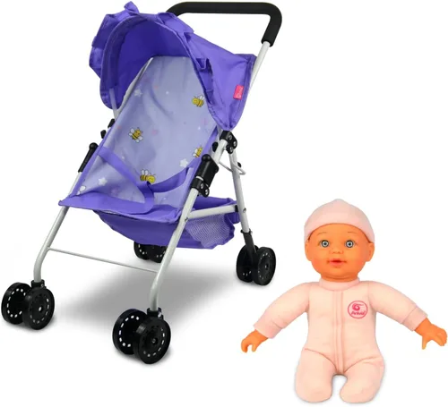 Vista 11 de Colección de muñecas de bebé, cochecito de muñeca Anivia, diseño de corazón, regalos para niños pequeños y niñas, cochecito de muñeca plegable