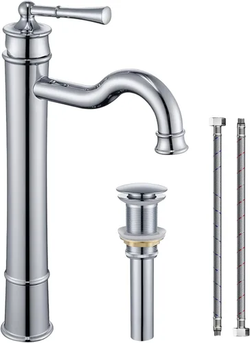 Vista 9 de Grifo romano para lavabo de baño dorado cepillado de un solo agujero, montaje en cubierta, conjunto de drenaje desplegable con placa de cubierta