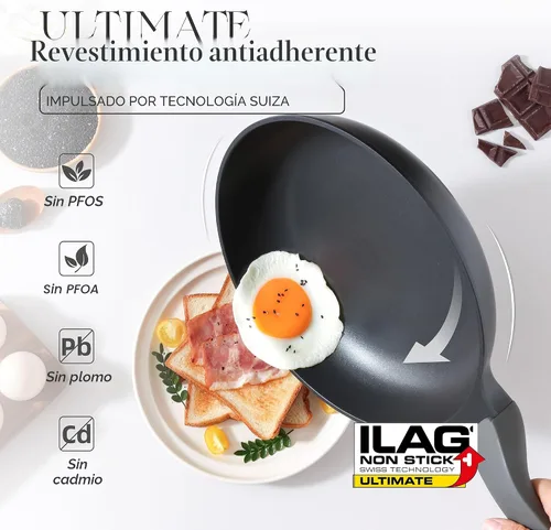 Vista 2 de PRICUSIS Sartén antiadherente con tapa, sartén de 8/10 pulgadas con mango Stay Cool, totalmente revestida, compatible con inducción y apta