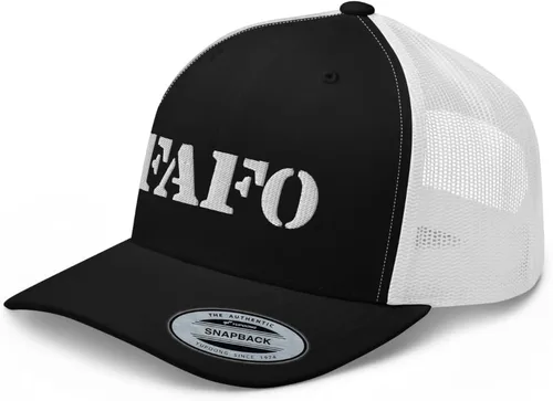 Vista 11 de FAFO Fuck Around and Find Out - Gorra de camionero curvada con corona media ajustable Negro