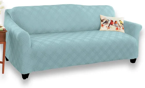 Vista 26 de Collections Etc Funda elástica para muebles de doble diamante, color azul marino, silla de ala
