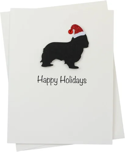 Vista 11 de Black Doodle Bernedoodle - Tarjetas de Navidad (10 unidades), hechas a mano, base blanca, perro con sombrero de Papá Noel Negro