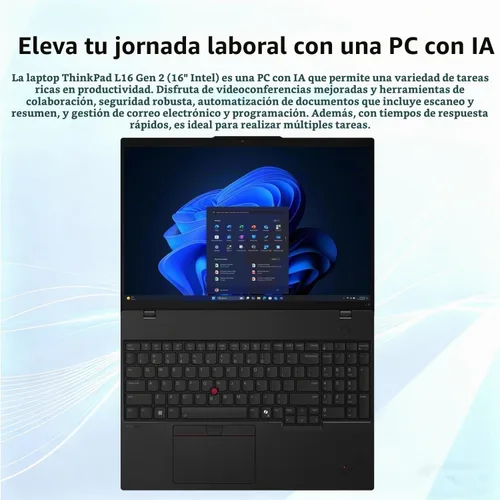 Vista 7 de Lenovo ThinkPad L16 Business AI PC Laptop (16" FHD+ pantalla táctil, Intel Ultra 5 225U (> Ultra 7 155U), 16 GB DDR5, 512 GB SSD), Premium E16, IPS
