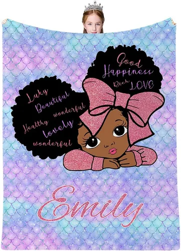 Vista 7 de Artsadd Mantas personalizadas para niñas bebés con nombre, manta personalizada para niños, manta personalizada para regalo para bebé niña