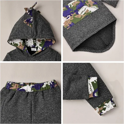 Vista 5 de FOCUTEBB Conjunto de ropa para bebé niño a cuadros para otoño e invierno, de manga larga, sudadera con capucha y pantalones