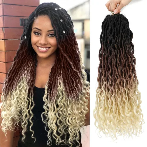 Vista 44 de Cabello Corto de Locs Falsos para Crochet Pre-Enrollado 12 Pulgadas 6 Paquetes Cabello de Locs de Diosa para Crochet Locs Falsos Suaves con Puntas