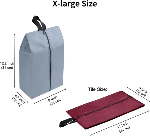 Vista 2 de Juego de 4 bolsas de zapatos de viaje de nailon impermeable con cremallera para hombres y mujeres, Varios colores, Paquete de 4 colores mixtos