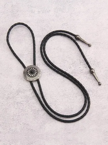 Vista 432 de Jeilwiy Corbata de bolo para hombre, corbata de vaquero occidental, collar de corbata de bolo dorado, corbata de cuero, corbata de Halloween