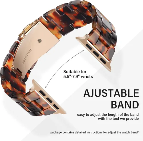Vista 6 de HOPO Compatible With Apple Watch Band Thin Lightweight Resin Strap Bracelet Fashion Wristband Replacement For iWatch Bands Series Ultra 11 10 9 8 7